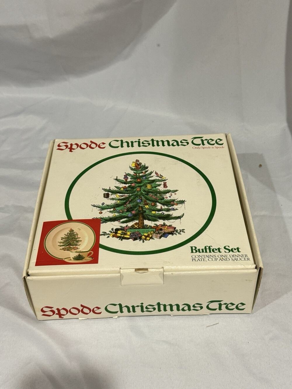 Spode Christmas Tree Buffet Set Demitasse Cup Saucer Plate Gift Made in England